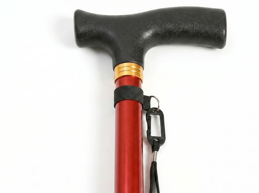 Verstelbare Wandelstok met 4-Poots Basis - Rood