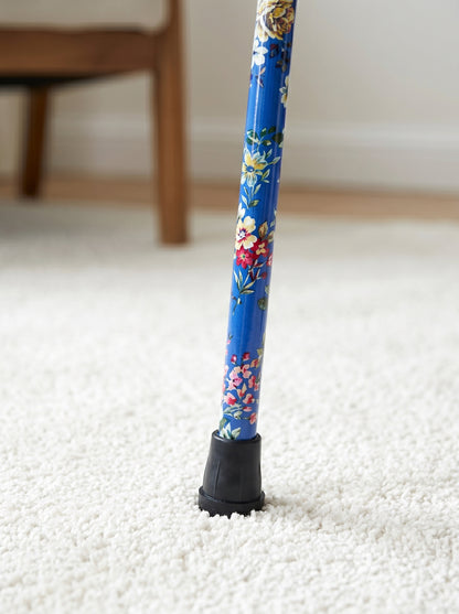Luxe Opvouwbare Wandelstok "Blauwe Bloemen" - Verstelbaar & Lichtgewicht Aluminium