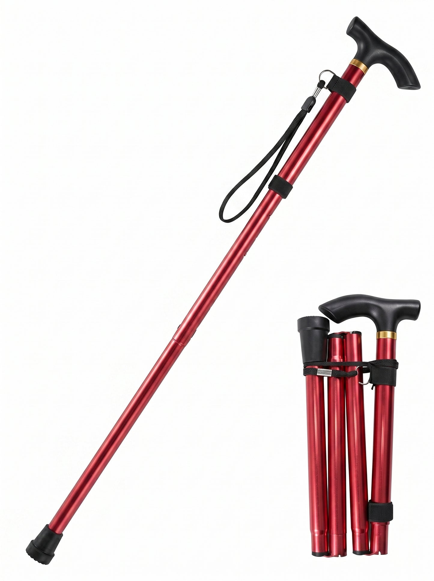 Luxe Opvouwbare Wandelstok "Elegant Rood" - Verstelbaar & Lichtgewicht Aluminium