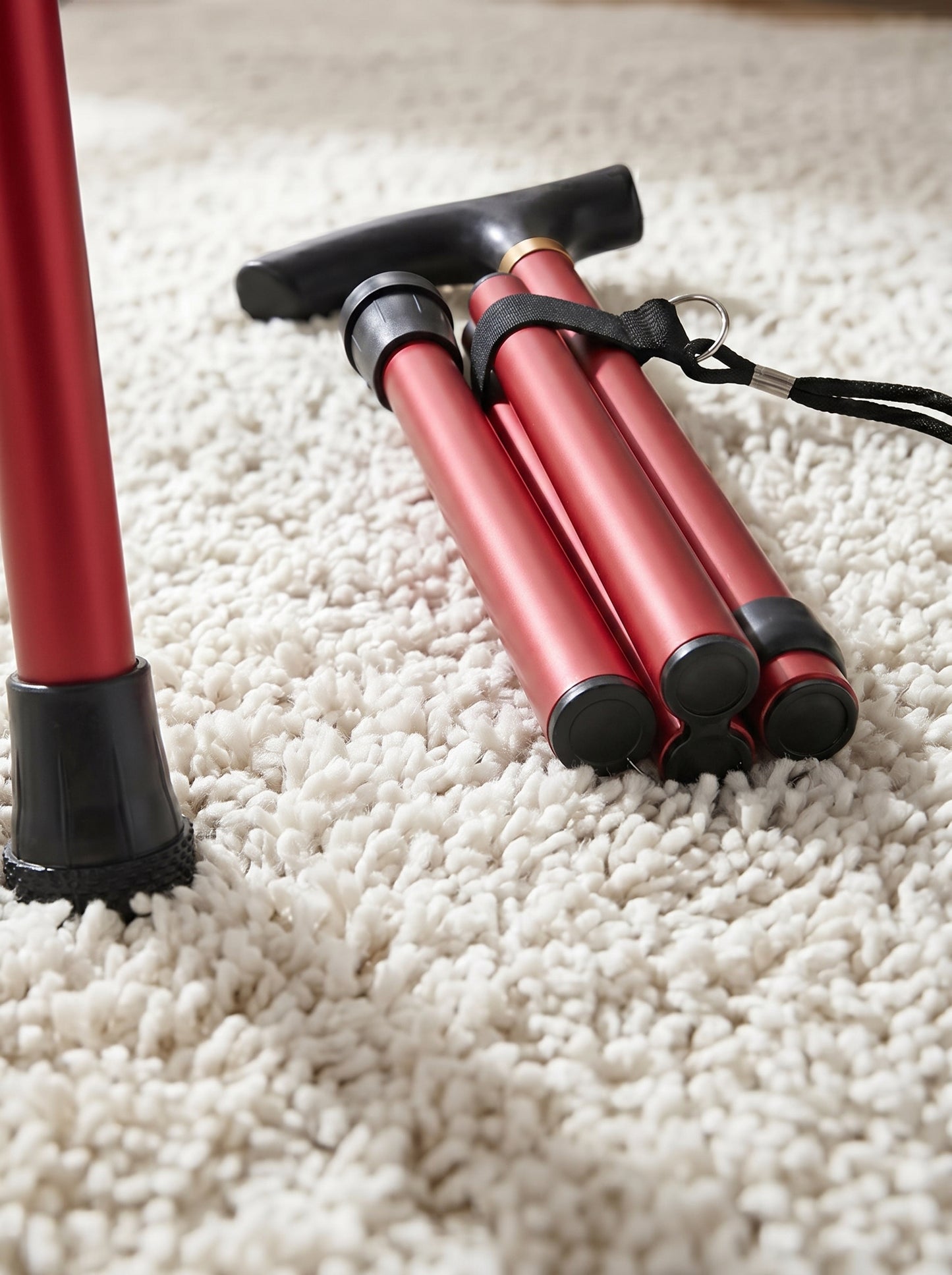Luxe Opvouwbare Wandelstok "Elegant Rood" - Verstelbaar & Lichtgewicht Aluminium