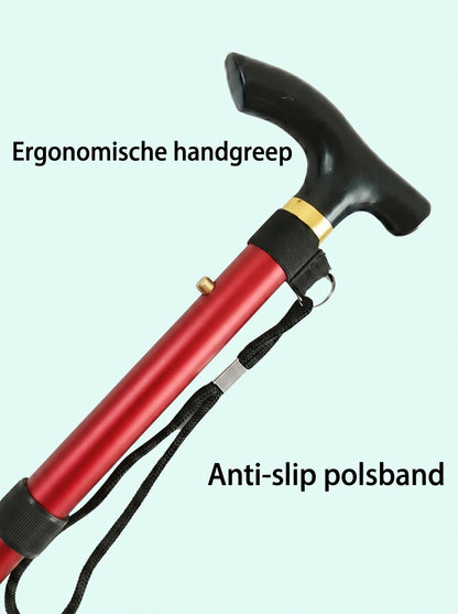 Luxe Opvouwbare Wandelstok "Elegant Rood" - Verstelbaar & Lichtgewicht Aluminium