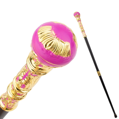 De "Roze Vorstin" – Elegante Wandelstok in Goud & Roze