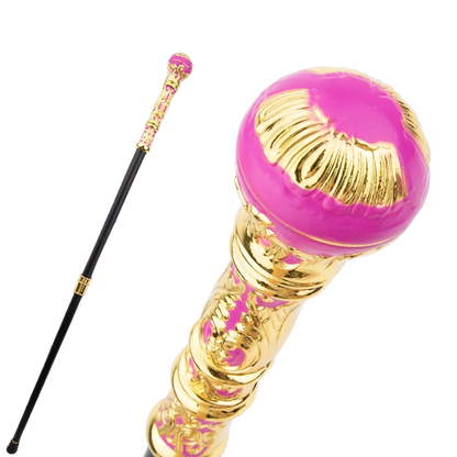 De "Roze Vorstin" – Elegante Wandelstok in Goud & Roze