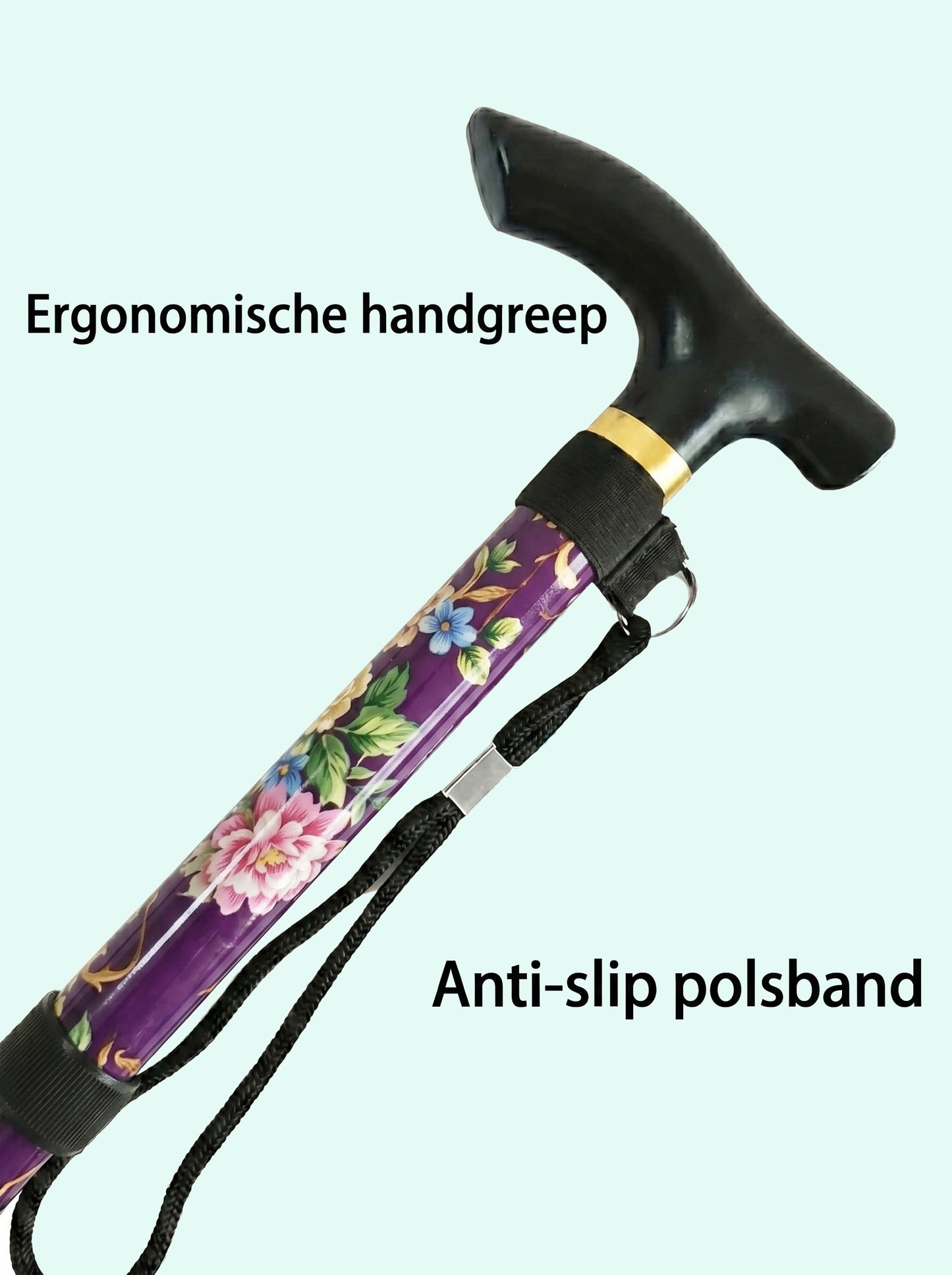 Luxury Folding Walking Cane "Purple Flowers" - Adjustable & Lightweight Aluminum